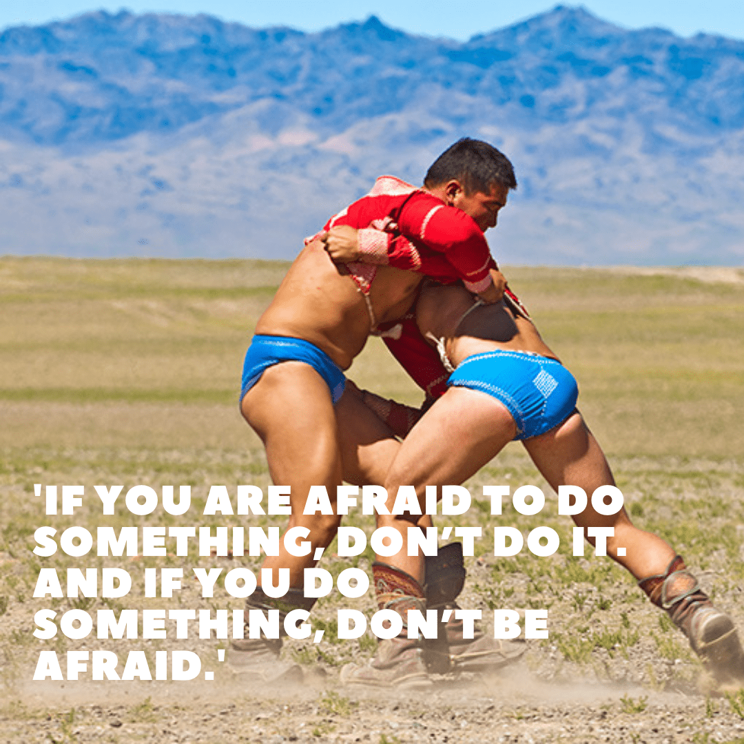 Mongolian wrestling in Gobi Gurvan Saikhan National Park 