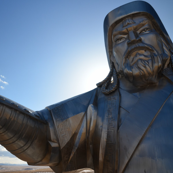 The monumental (131ft high) stainless statue of Chinggis Khan at Tsonjin Boldog - Tuv Aimag, Mongolia
