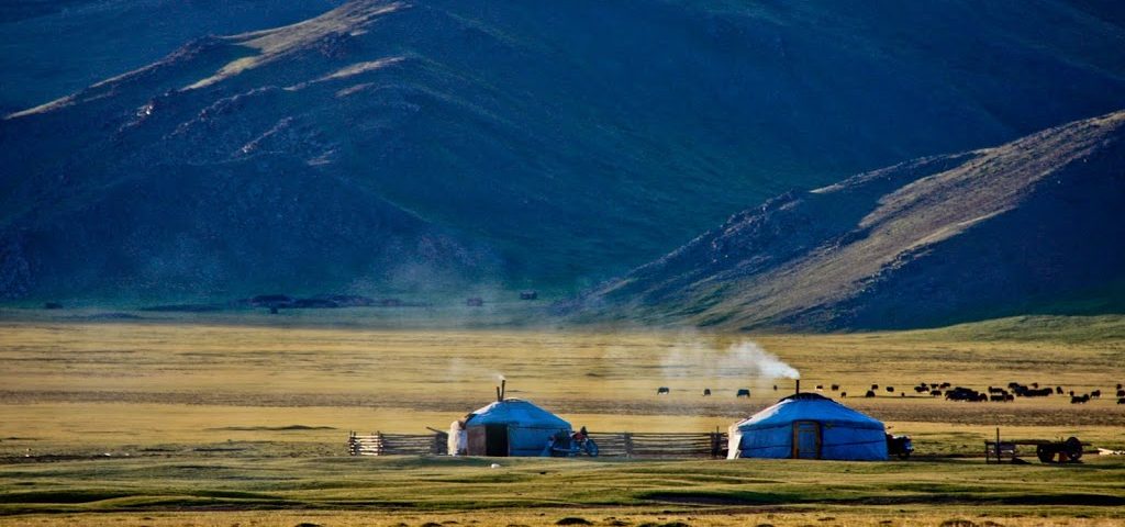 One of the 'eternal' landscapes of Mongolia - gers in the central Khangai Mountains.