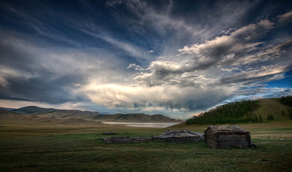 A panoramic view of Terkhiin Tsagaan Nuur National Park in central Mongolia