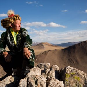 The is Bashakhan - a Kazakh eagle hunter from Bayan Ulgii Province in western Mongolia that we work with