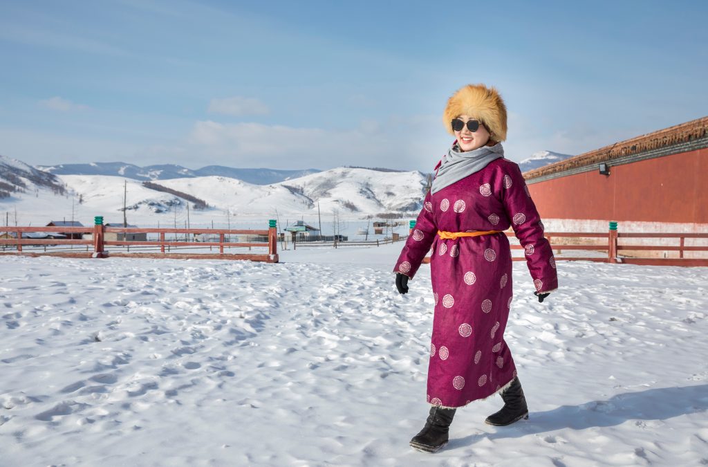 Mongolian woman in winter during Mongolia women only tour