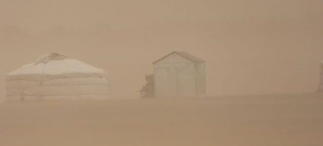 Sand storms such as this one are a frequent occurrence in Mongolia during the spring season - not just in the Gobi Desert but countrywide.