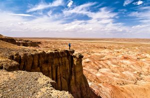 The rock formations of Tsagaan Suvraga in Mongolia's Gobi Desert