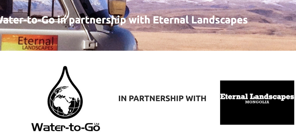 An image showcasing the partnership beteen Water-to-Go and Eternal Landscapes Mongolia