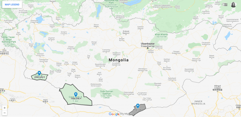 Map of Strictly Protected Areas, Mongolia's Gobi Desert