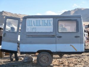 Shashlik stand western Mongolia