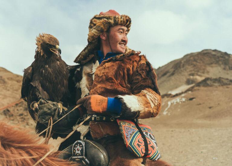 A Mongol Kazakh eagle hunter on one of our small group tours