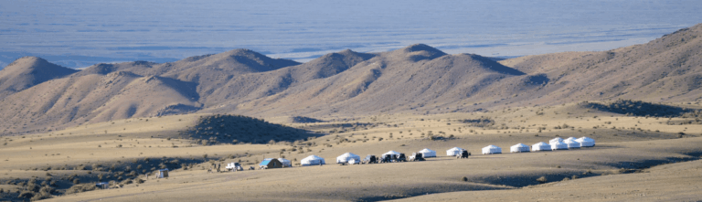Snow leopard camp in western Mongolia
