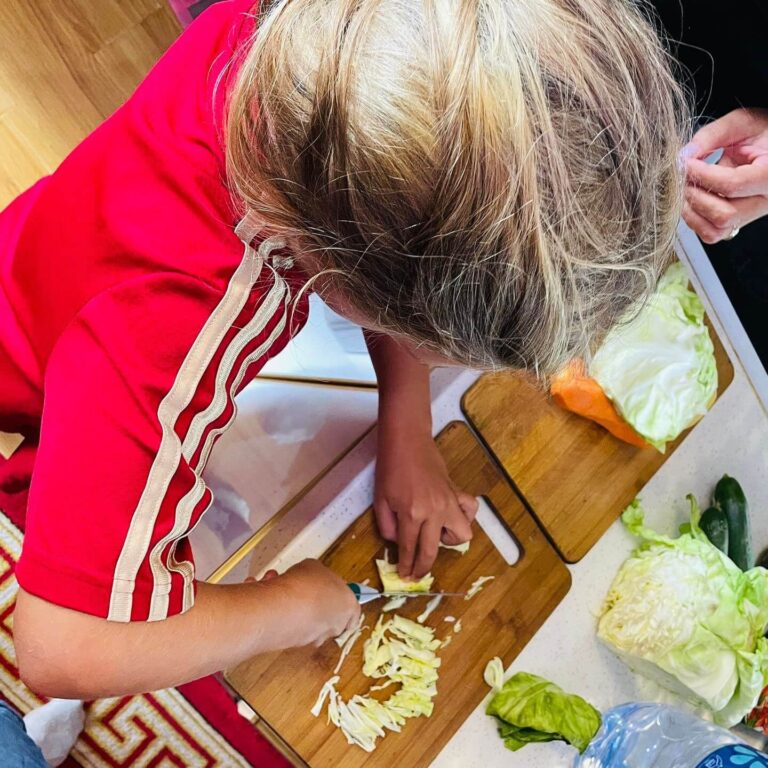 Food preparation at our cookery class in Mongolia