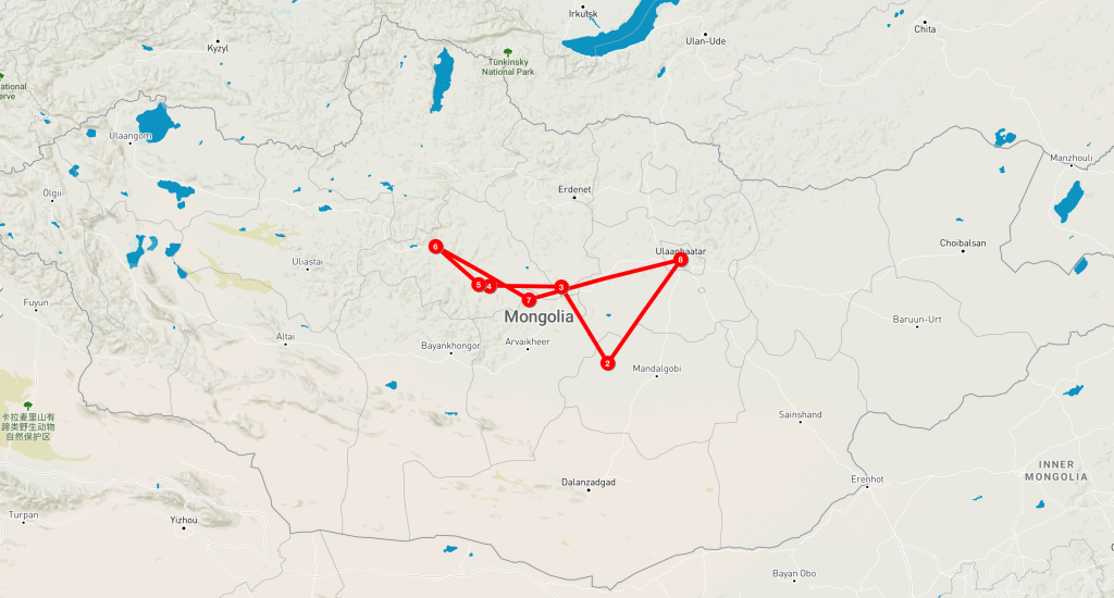 Food Of The Nomads tailor made tour map